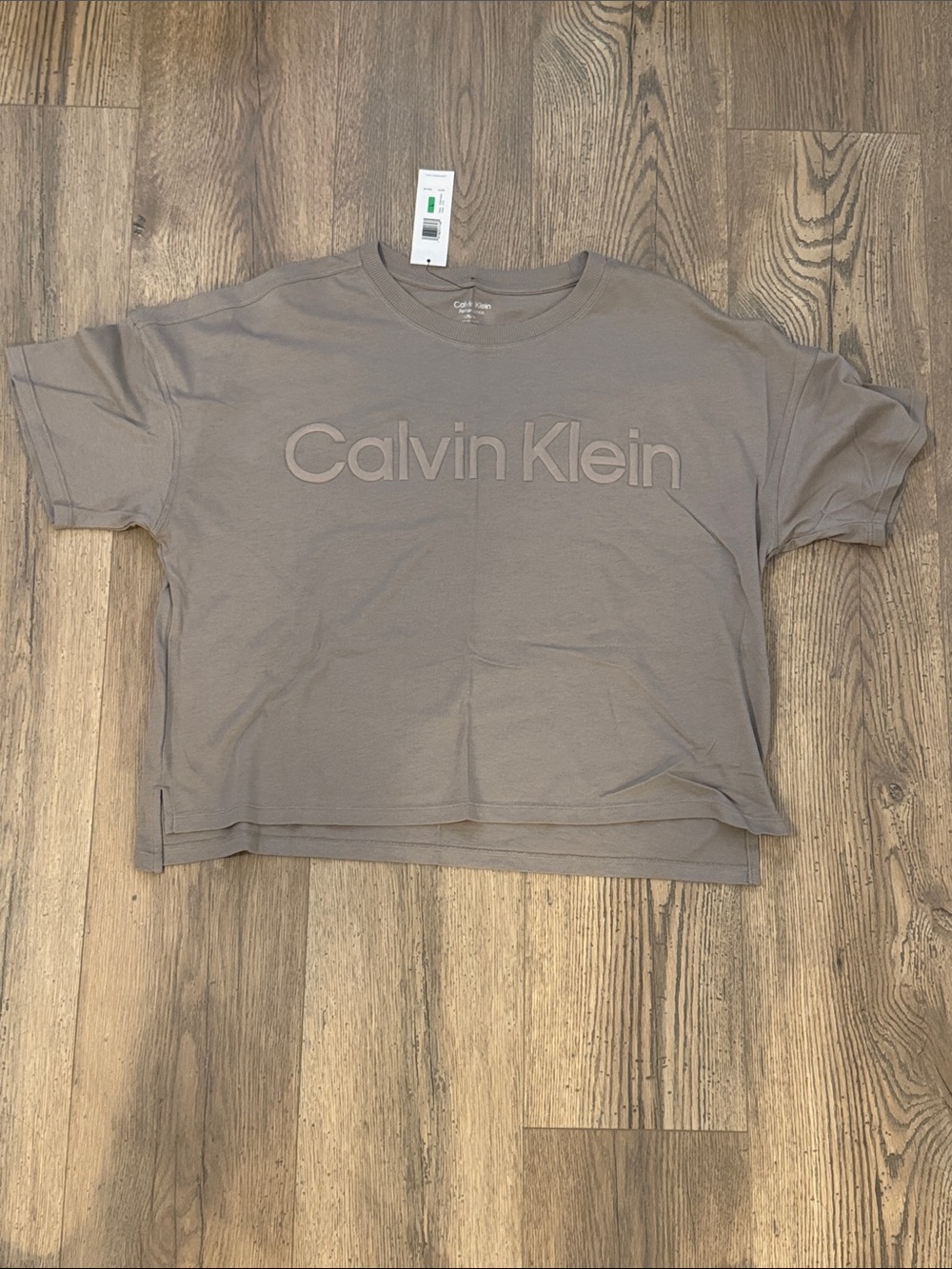 Calvin Klein Taupe Raised Logo Short-Sleeve Tee